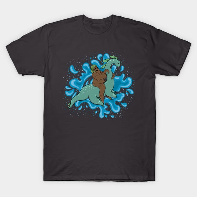 Sasquatch riding a Nessie T-Shirt by Marrizo's Curios